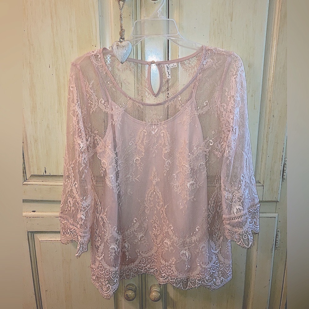 Lace shirt with attached cami